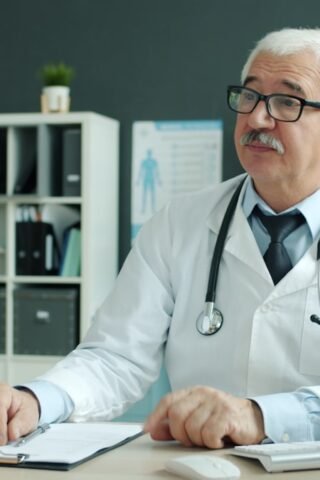 Doctor consulting with patient in a modern office